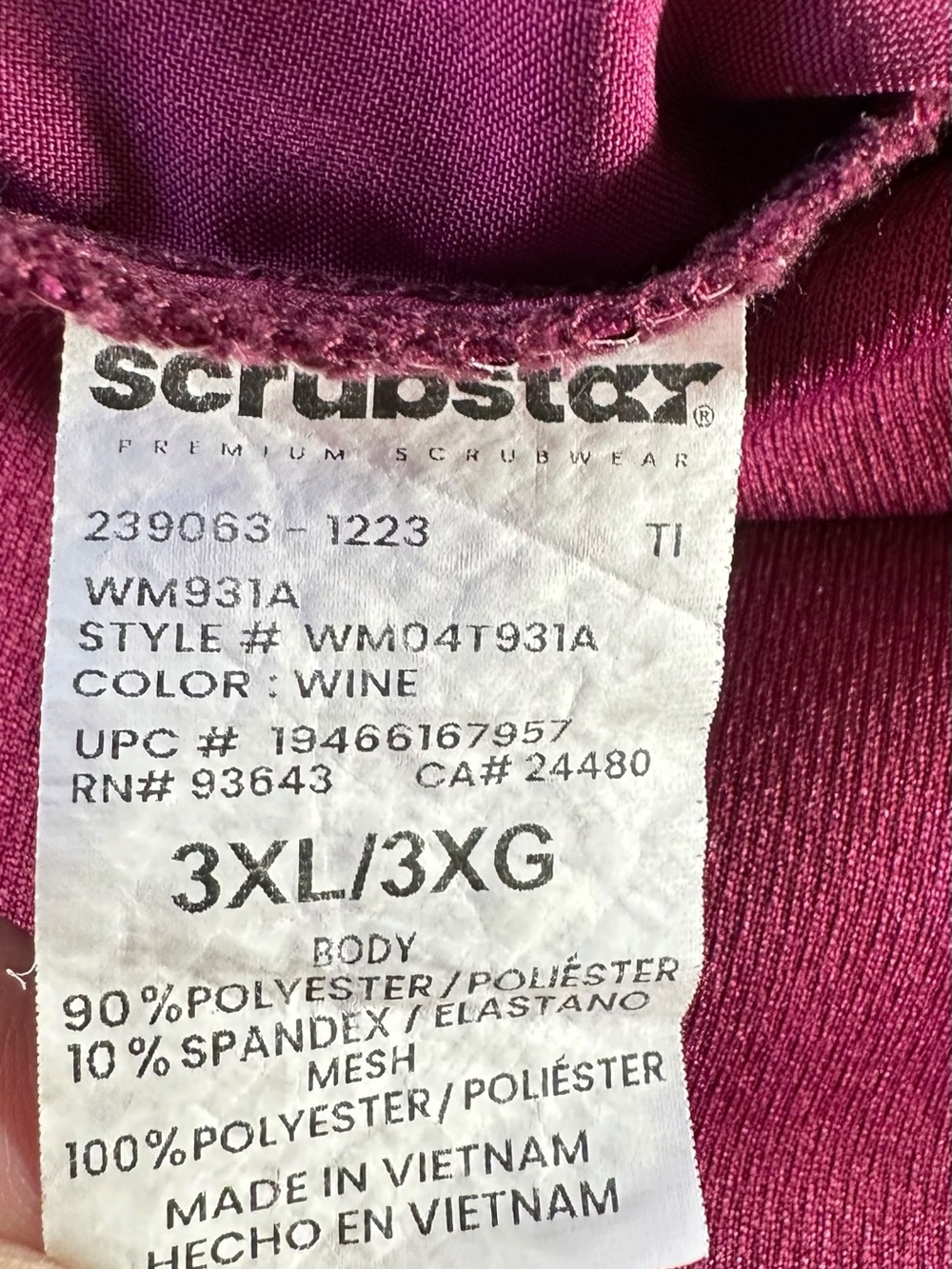 Scrubstar Women’s Collar V-Neck Wine Scrub Top 3XL - Picture 14 of 14